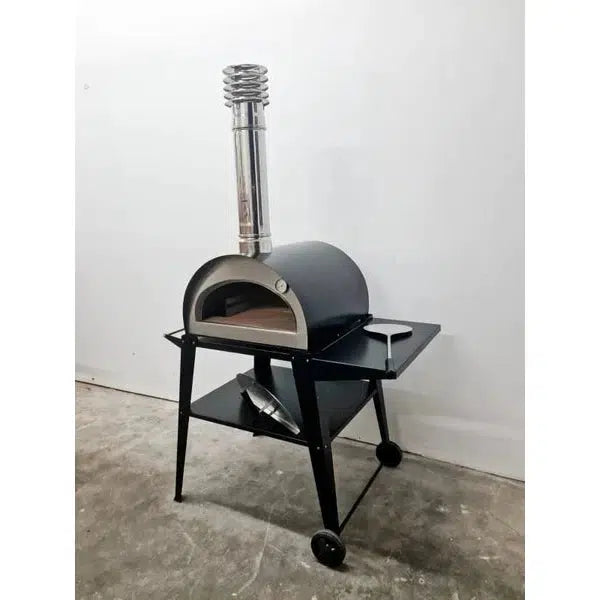 ProForno Pizzi 24" Matte Black Portable Wood Fired Brick Pizza Oven - Detail View