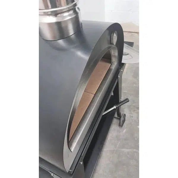 ProForno Pizzi 24" Matte Black Portable Wood Fired Brick Pizza Oven - Rear View