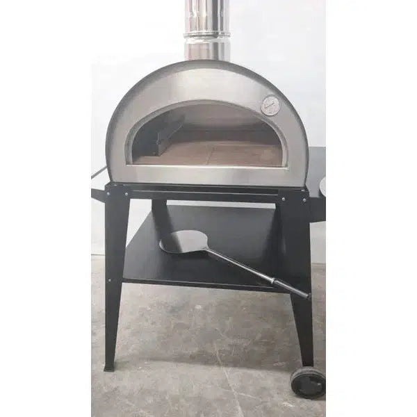 ProForno Pizzi 24" Stainless Steel Portable Wood Fired Brick Pizza Oven with Black Cart - Additional View