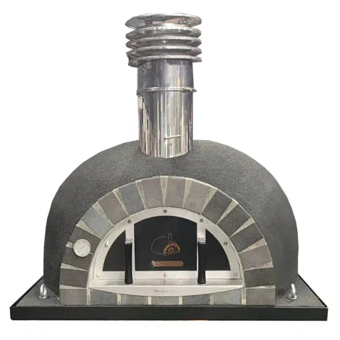 ProForno Romano XC 31" Traditional Wood Fired Brick Pizza Oven with Stainless Steel and Black Metal Door