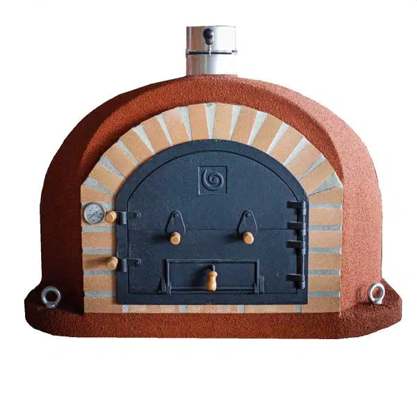 ProForno Royal 30" Red Traditional Wood Fired Brick Pizza Oven with Cast Iron Door