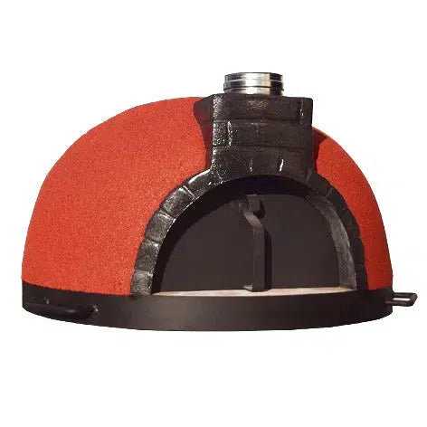 ProForno Tonío 28" Black Portable Wood Fired Brick Pizza Oven with Black Metal Door - Side View