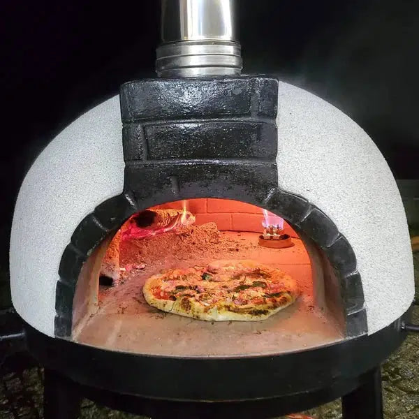 ProForno Tonío 28" Black Portable Wood Fired Brick Pizza Oven with Black Metal Door - Additional View