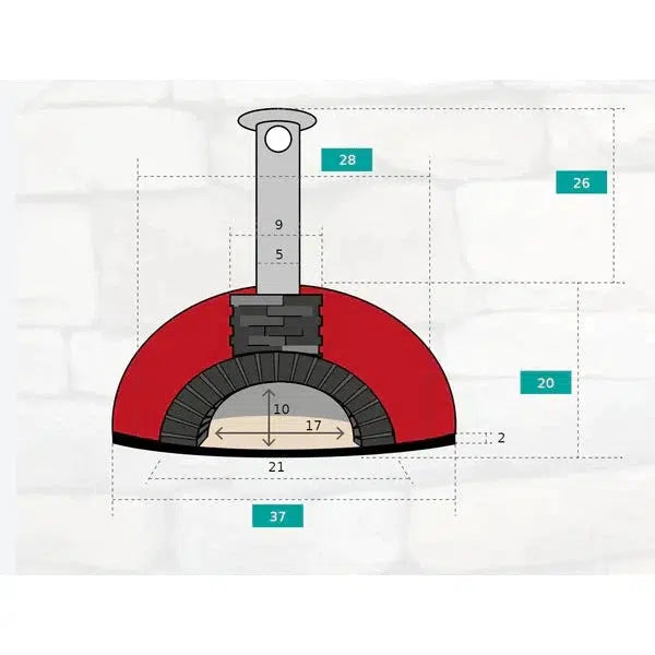 ProForno Tonío 28" Black Portable Wood Fired Brick Pizza Oven with Black Metal Door - Rear View