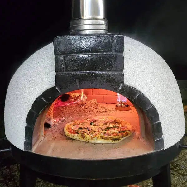 ProForno Tonío 28" Red Portable Wood Fired Brick Pizza Oven with Black Metal Door - Additional View