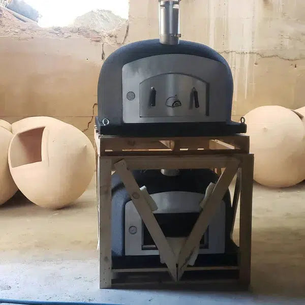 ProForno Vision PRO 30" Traditional Wood Fired Brick Pizza Oven with Stainless Steel Door - Side View