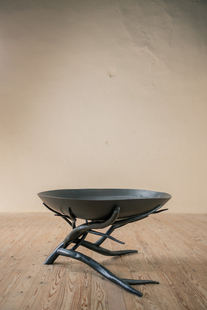 Stone County Ironworks Sycamore 30" Natural Black Outdoor Wood-Burning Fire Pit With Pewter Iron Accent - Detail View