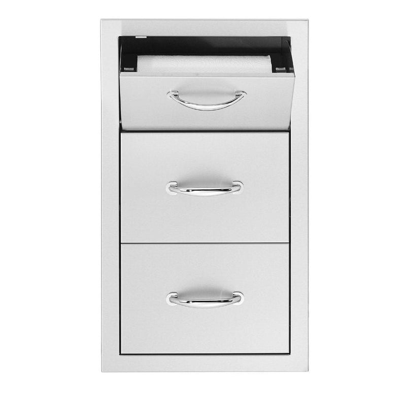 Summerset 17" Stainless Steel Vertical 2-Drawer & Paper Towel Holder Combo with Masonry Frame Return - Alternate View