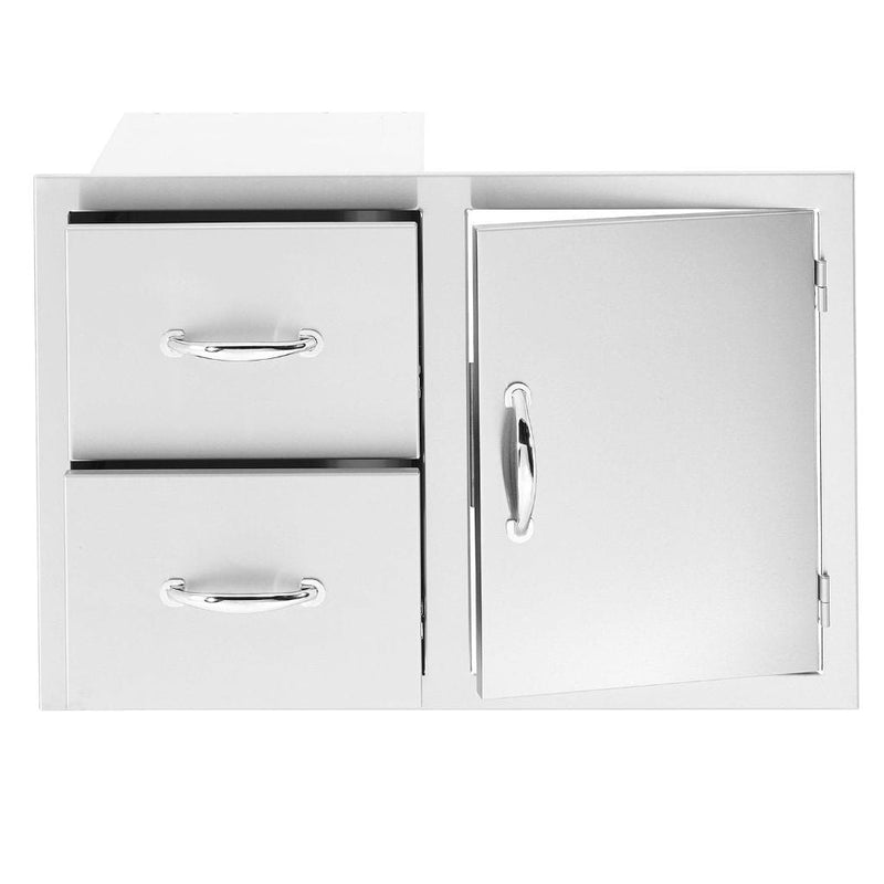 Summerset 33" Stainless Steel 2-Drawer & Access Door Combo with Masonry Frame Return - Detail View