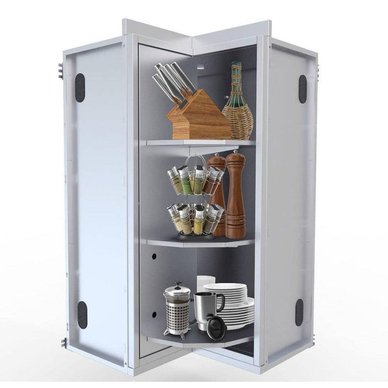 Sunstone 12" x 12" Stainless Steel Full Height 360 Swivel Door Corner Cabinet w/Three Shelves - Alternate View
