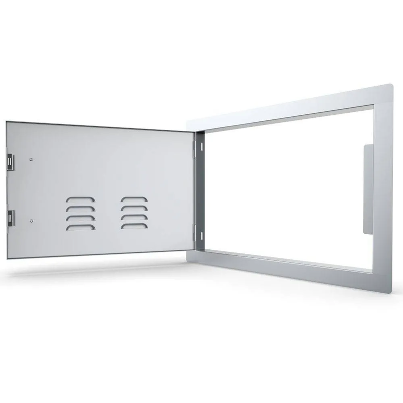 Sunstone Classic Series 14" x 20" Stainless Steel Left Swing Horizontal Vented Door - Side View