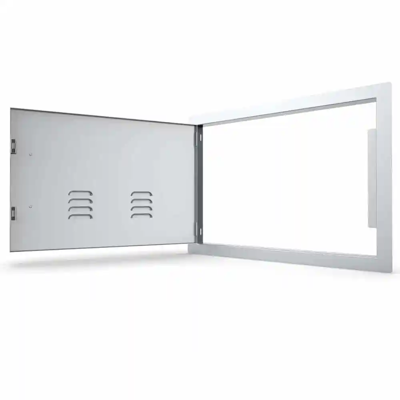 Sunstone Classic Series 17" x 24" Stainless Steel Left Swing Horizontal Vented Door - Side View
