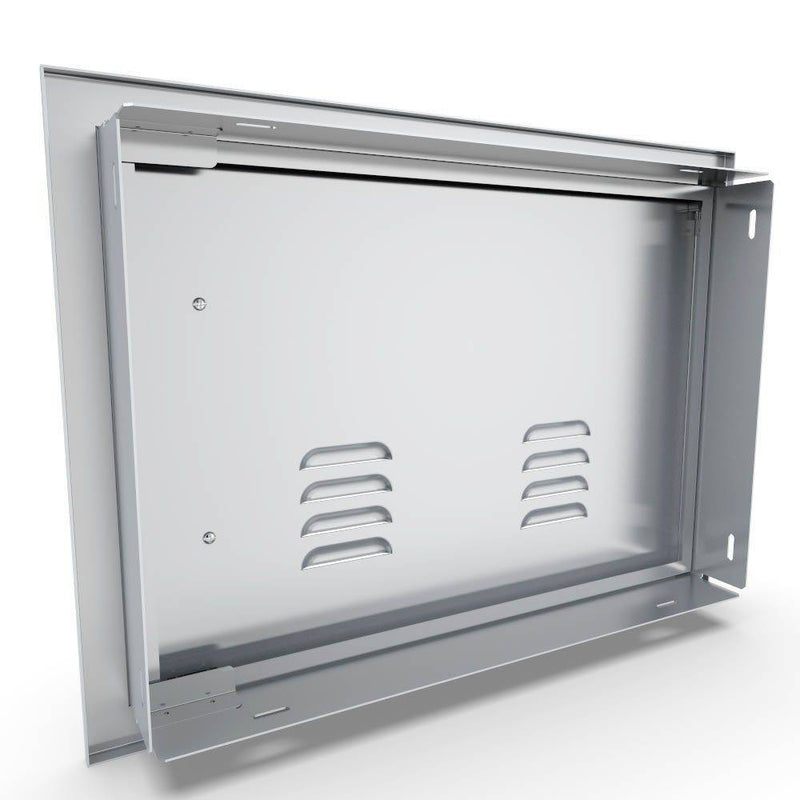 Sunstone Signature Series 14" x 20" Stainless Steel Beveled Frame Left Swing Horizontal Vented Door - Detail View