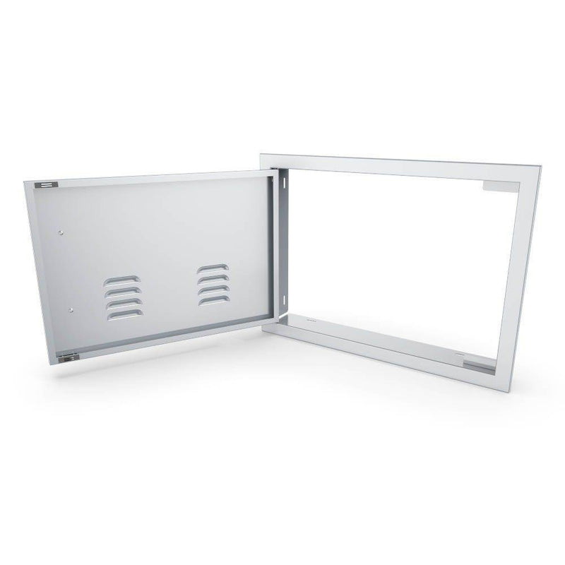 Sunstone Signature Series 14" x 20" Stainless Steel Beveled Frame Left Swing Horizontal Vented Door - Side View