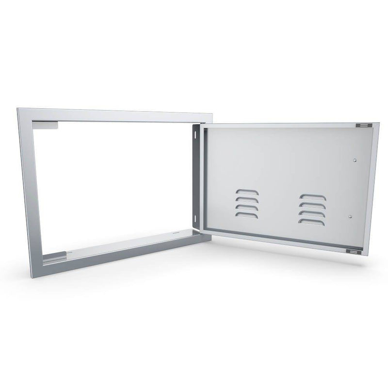 Sunstone Signature Series 14" x 20" Stainless Steel Beveled Frame Right Swing Horizontal Vented Door - Alternate View