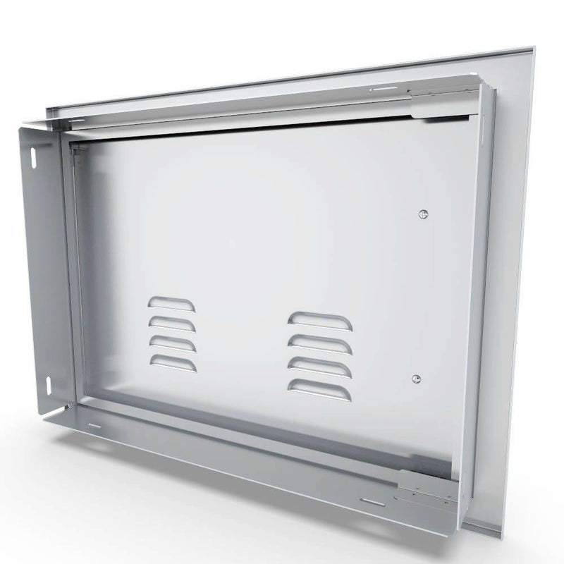 Sunstone Signature Series 14" x 20" Stainless Steel Beveled Frame Right Swing Horizontal Vented Door - Side View