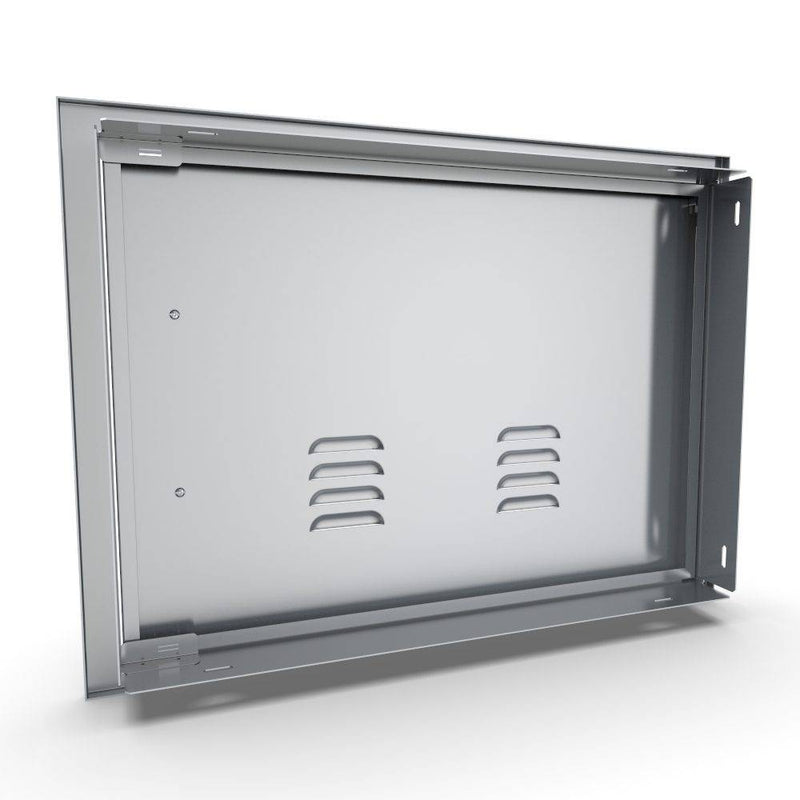 Sunstone Signature Series 17" x 24" Stainless Steel Beveled Frame Left Swing Horizontal Vented Door - Detail View
