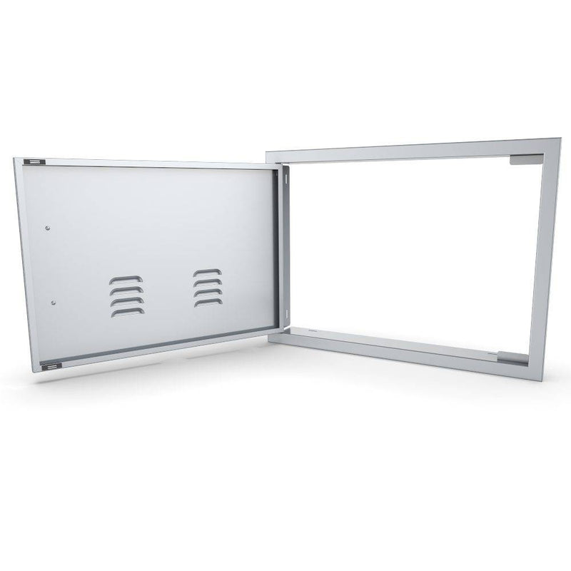 Sunstone Signature Series 17" x 24" Stainless Steel Beveled Frame Left Swing Horizontal Vented Door - Side View