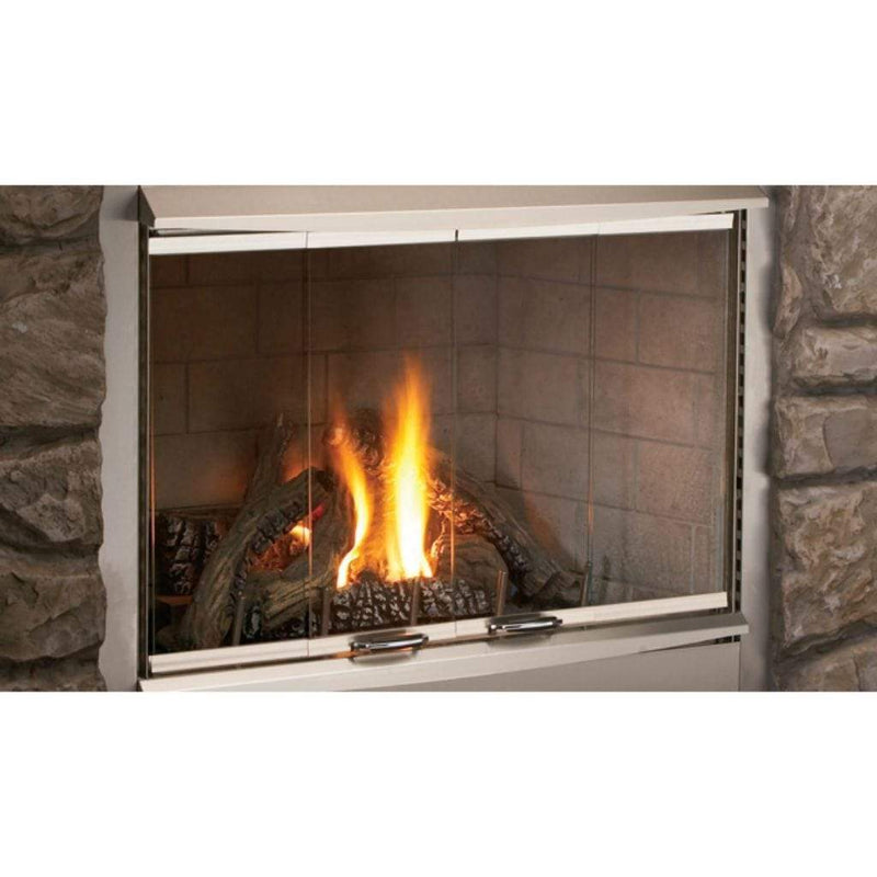 Superior VRE4342 42" Traditional Outdoor Vent-Free Natural Gas Fireplace With White Stacked Refractory Panels - Alternate