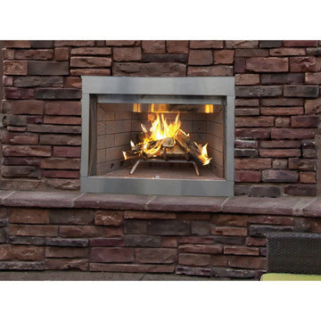 Superior WRE3042 42" Traditional Outdoor Wood Burning Fireplace With White Stacked Refractory Panels
