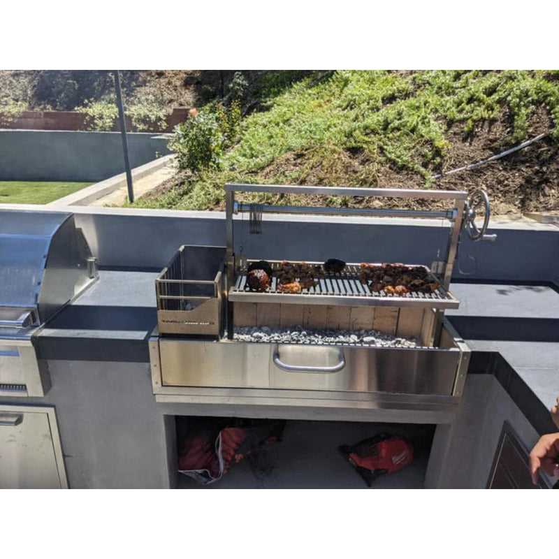 Tagwood BBQ 48" BBQ05SS All Stainless Steel Santa Maria Argentine Built-In Wood Fire & Charcoal Grill - Connection Detail