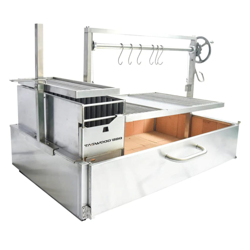 Tagwood BBQ 48" BBQ25SS All Stainless Steel XL Argentine Built-In Wood Fire & Charcoal Grill - Close-Up
