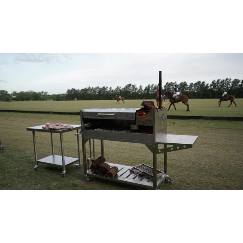 Tagwood BBQ 67" BBQ01SS All Stainless Steel Argentine Santa Maria Wood Fire & Charcoal Grill w/ Top Lid - Detail View