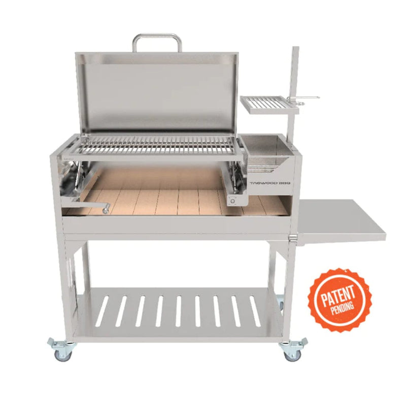 Tagwood BBQ 67" BBQ01SS All Stainless Steel Argentine Santa Maria Wood Fire & Charcoal Grill w/ Top Lid - Alternate View