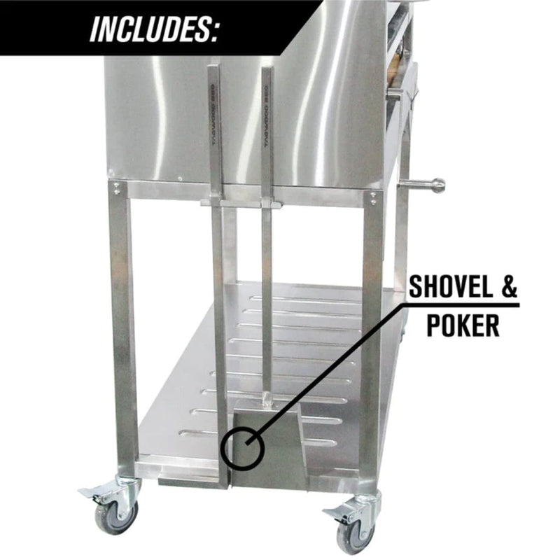 Tagwood BBQ 67" BBQ01SS All Stainless Steel Argentine Santa Maria Wood Fire & Charcoal Grill w/ Top Lid - Top View