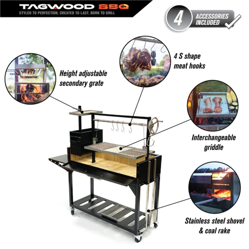 Tagwood BBQ 68" BBQ03SI Argentine Santa Maria Wood Fire & Charcoal Grill - Scale View