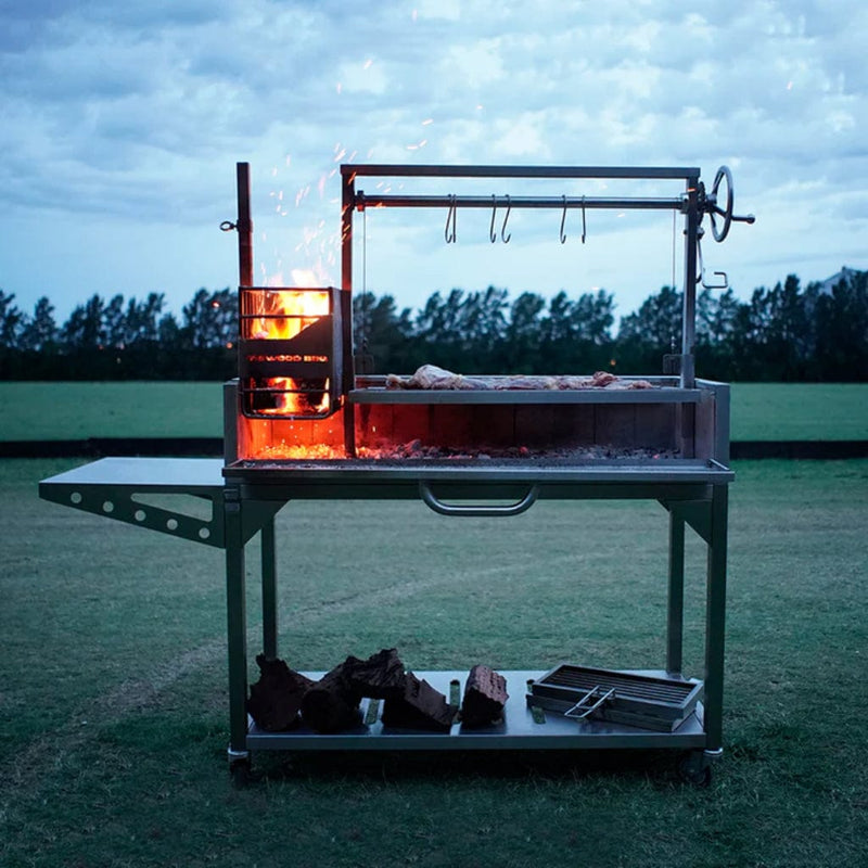 Tagwood BBQ Argentine Santa Maria BBQ03SS 68" Stainless Steel Wood Fire and Charcoal Gaucho Grill - Components View