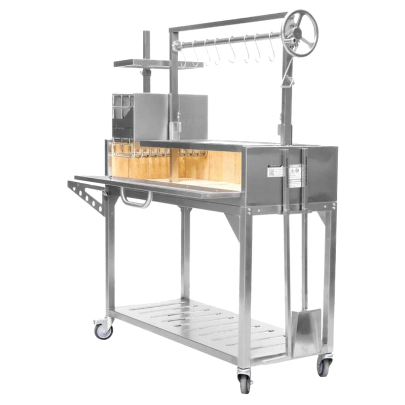 Tagwood BBQ Argentine Santa Maria BBQ03SS 68" Stainless Steel Wood Fire and Charcoal Gaucho Grill - Side View
