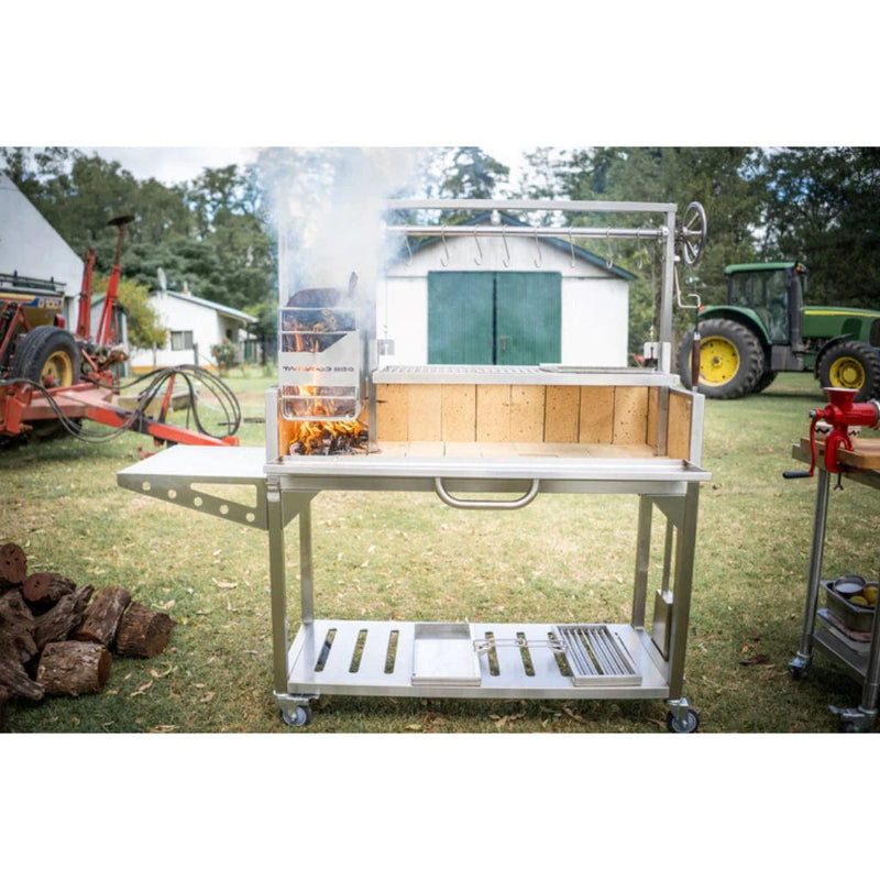 Tagwood BBQ Argentine Santa Maria BBQ03SS 68" Stainless Steel Wood Fire and Charcoal Gaucho Grill - Top View