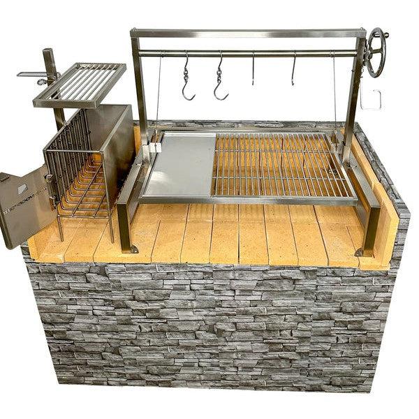 Tagwood BBQ Argentine Santa Maria BBQ09SS 40" Insert Style Stainless Steel Wood Fire and Charcoal Gaucho Grill With