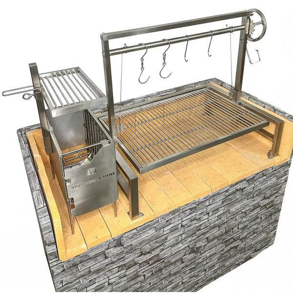 Tagwood BBQ Argentine Santa Maria BBQ09SS 40" Insert Style Stainless Steel Wood Fire and Charcoal Gaucho Grill With Round