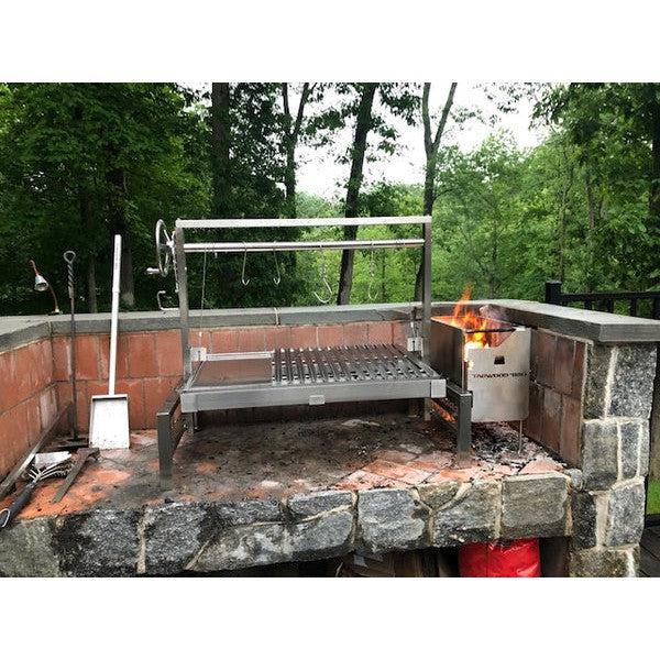 Tagwood BBQ Argentine Santa Maria BBQ09SS 40" Insert Style Stainless Steel Wood Fire and Charcoal Gaucho Grill With Round