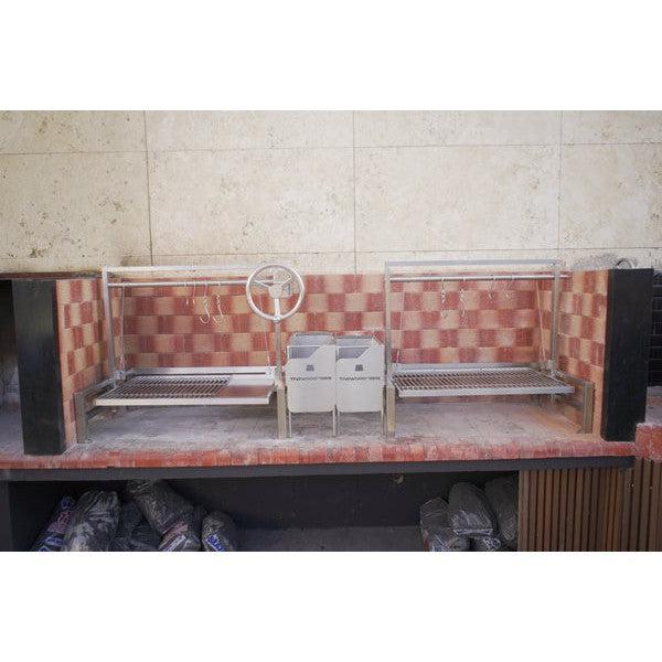 Tagwood BBQ Argentine Santa Maria BBQ09SS 40" Insert Style Stainless Steel Wood Fire and Charcoal Gaucho Grill With V-Shape