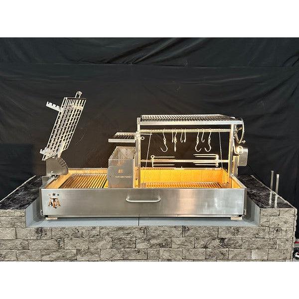 Tagwood BBQ Argentine Santa Maria BBQ28SS 73" Fully Assembled Stainless Steel Built-In Wood Fire and Charcoal Gaucho Grill