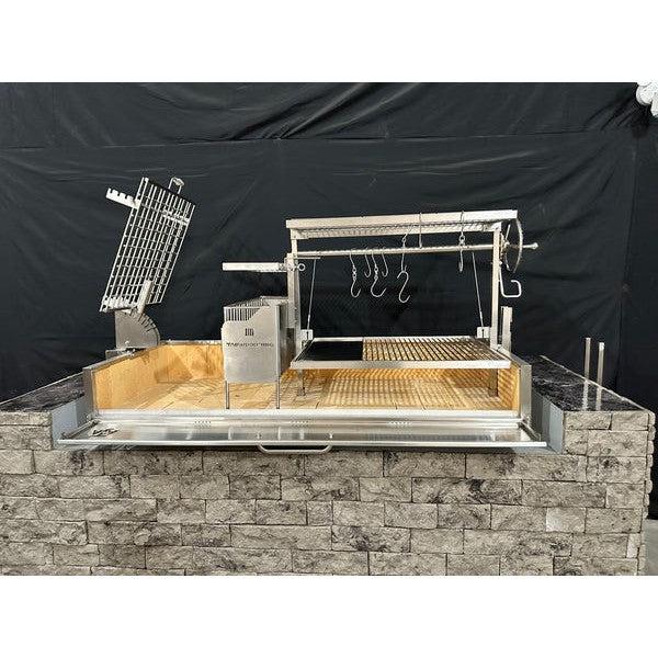 Tagwood BBQ Argentine Santa Maria BBQ28SS 73" Fully Assembled Stainless Steel Built-In Wood Fire and Charcoal Gaucho Grill