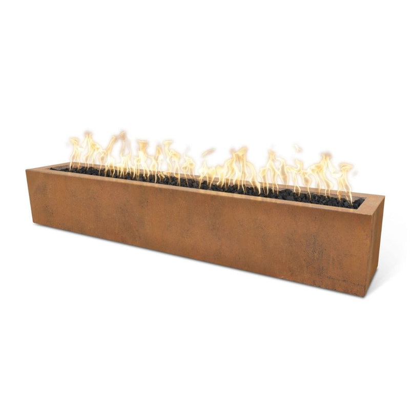 The Outdoor Plus 72" Eaves Copper & Corten Steel & Stainless Steel Rectangle Fire Pit - Detail View
