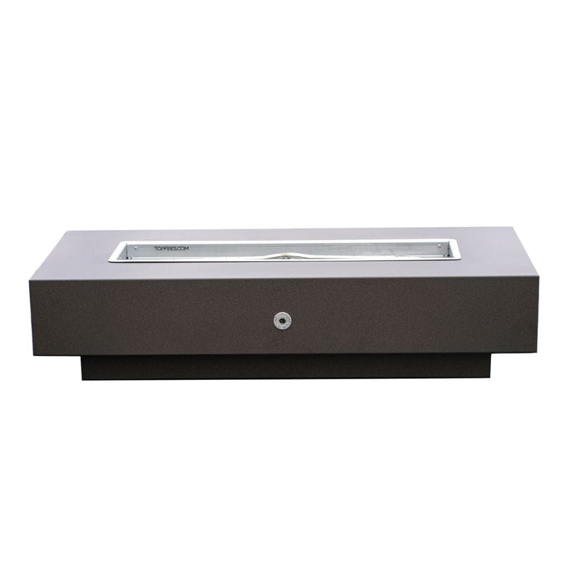 The Outdoor Plus 84" Coronado Powder Coated Steel Rectangle Fire Pit Table - Close-Up