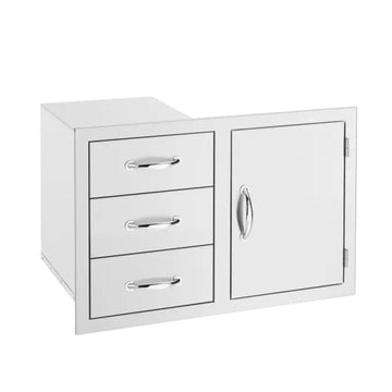 True Flame 33" Stainless Steel 3-Drawers and Access Door Combo