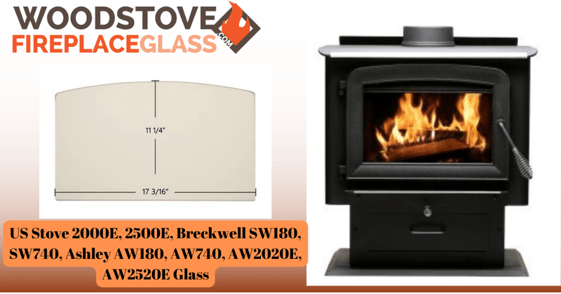 US Stove Company US Stove 2000E, 2500E, Breckwell SW180, SW740, Ashley AW180, AW740, AW2020E, AW2520E Glass - Detail View