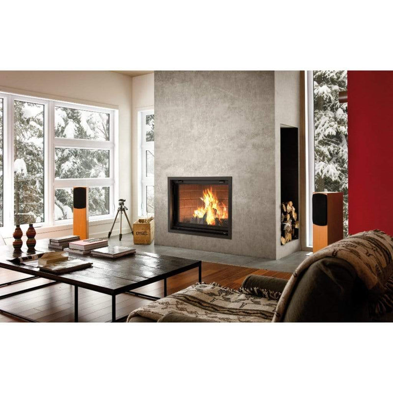 Valcourt Antoinette Clean Burning Decorative Wood Fireplace (including 4 Lengths of 8" X 36" Chimney) - Side View
