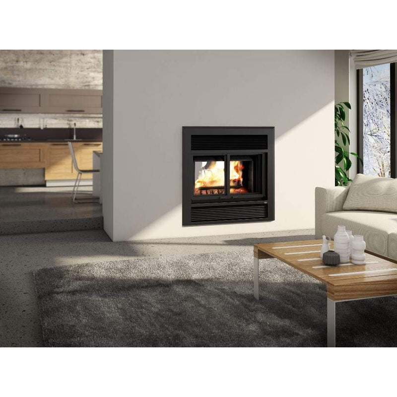 Valcourt Westmount See-Through Decorative Wood Fireplace (including 4 Lengths of 8" X 36" Chimney) - Side View