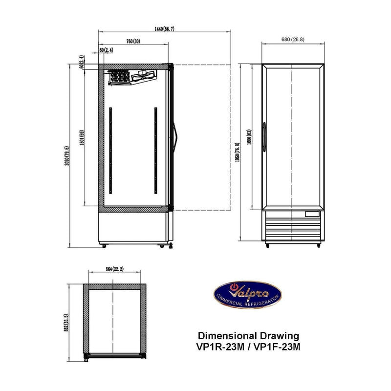 Valpro 23 cu.ft. Merchandiser Freezer With 1 Swing Full Glass Door - Alternate View