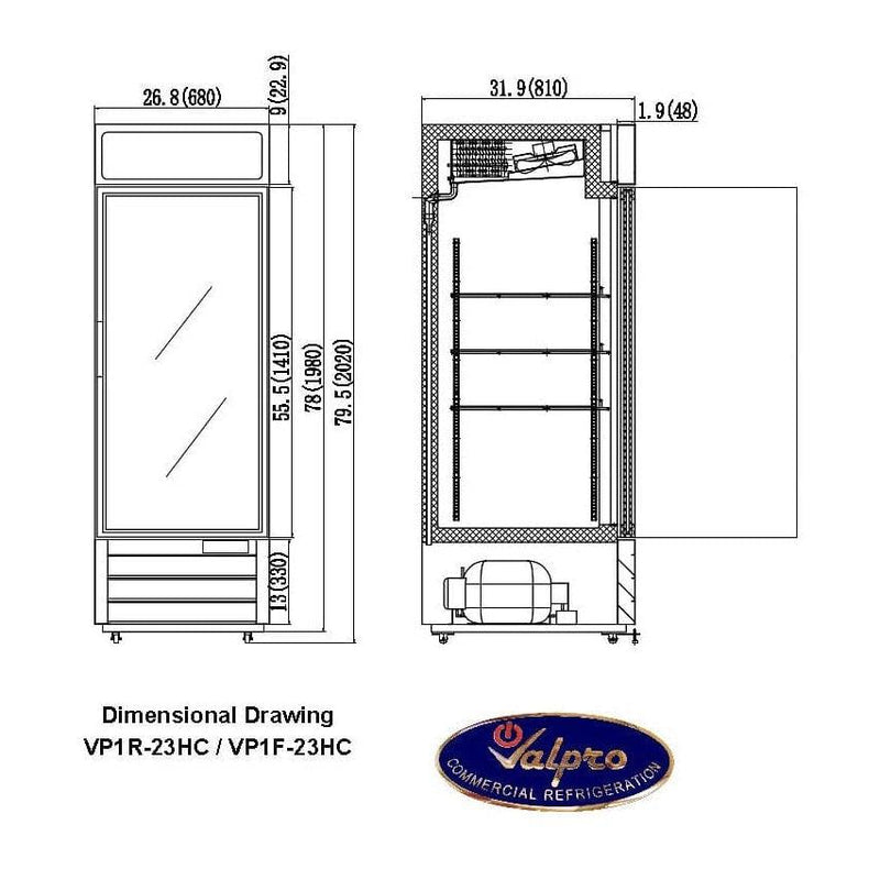 Valpro 23 cu.ft. Merchandiser Freezer With 1 Swing Glass Door - Alternate View