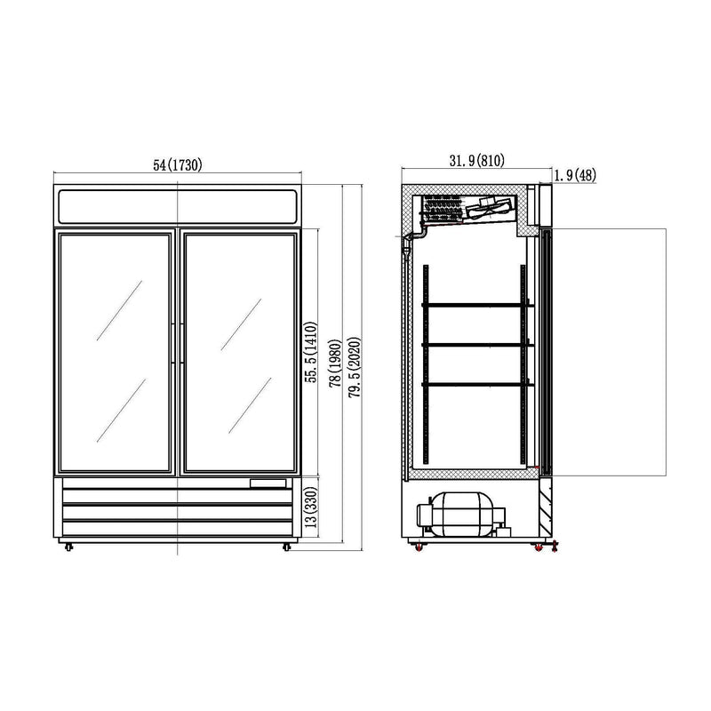 Valpro 48 cu.ft. Merchandiser Freezer With 2 Swing Glass Doors - Alternate View