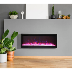 Remii 74″ WM-B Series Electric Fireplace with Glass and Black Steel Surround - WM-74 - Fireplace Choice