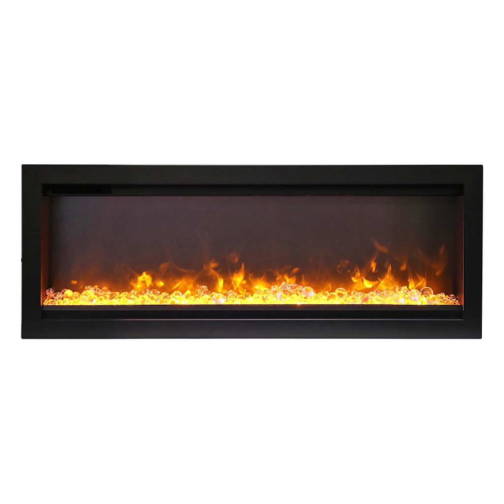 Remii 100″ WM-B Series Electric Fireplace with Glass and Black Steel Surround - WM-100 - Fireplace Choice
